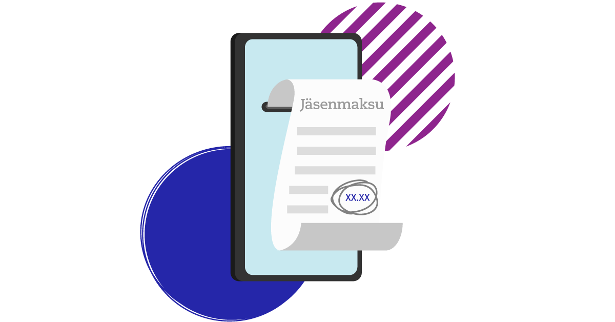 Mobiililaitteesta tulee ulos kuitin näköinen paperi, jossa lukee jäsenmaksu.